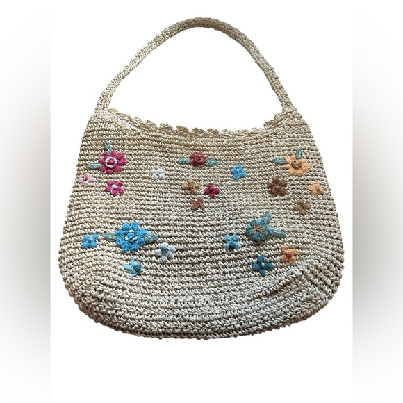 Cappelli Straworld Handbags - Capelli Straworld Floral Straw Crochet Shoulder Bag Boho Summer Beach Purse